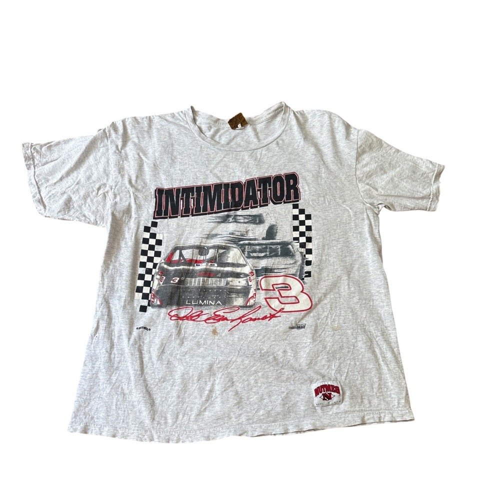 Nutmeg Mills Dale Earnhardt T Shirt Mens Gray Vintage Intimidator NASCAR SIZE XL